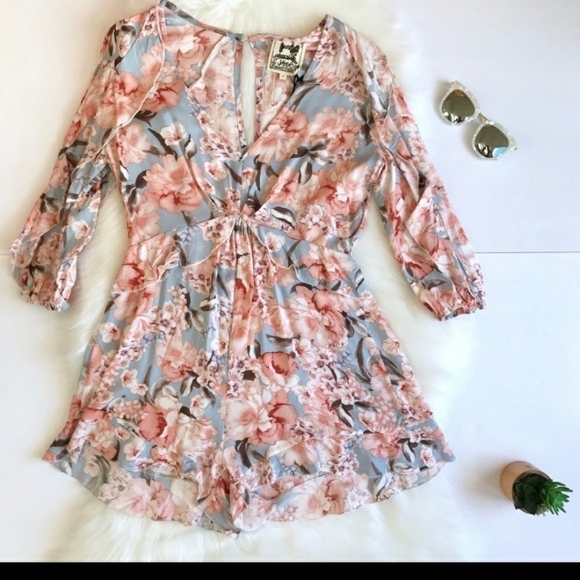 Jaase Aria Floral Ruffle‎ Romper shorts beach boho - Picture 5 of 9